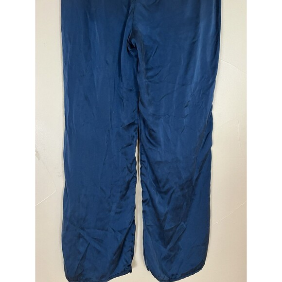 Capulet 100% Washable Silk Pajama Pants, Navy Blue Pockets Drawstring Women S/M - Picture 9 of 16